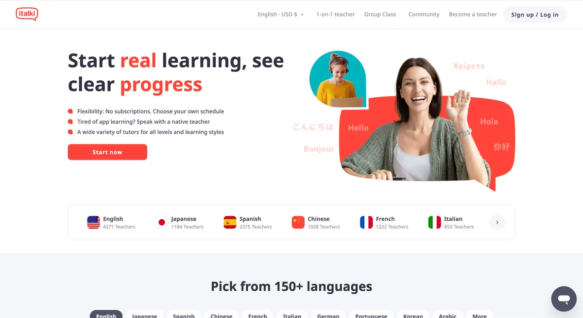 italki homepage