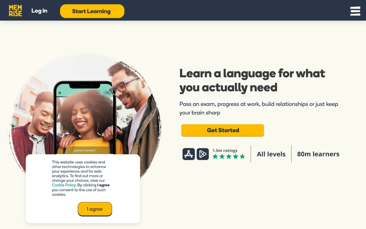 Memrise homepage