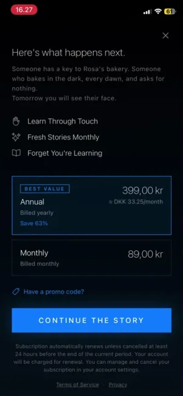 Sensonym Pro prices shown in Danish kroner